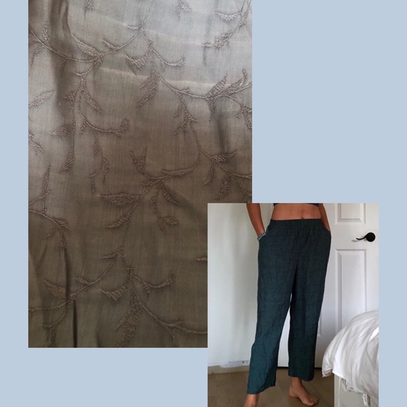 Teal Blue Embroidered Urban Outfitters Trousers - Picture 4 of 4